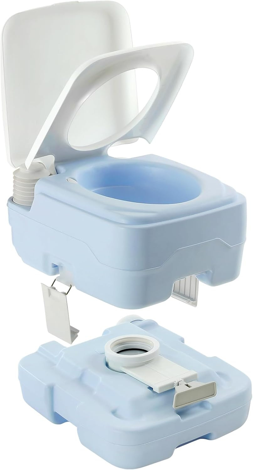 2.64 Gallon Portable Toilet for Camping, RV Travel Potty with Press Flush Pump,