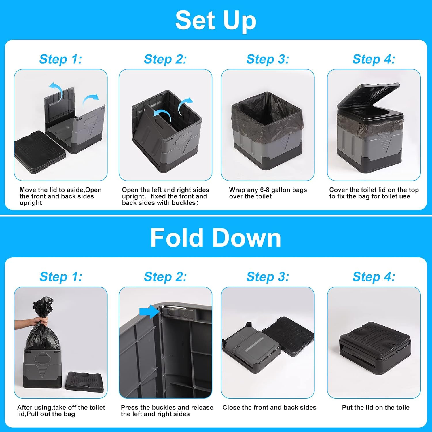 Portable Toilet Camping Toilets for Car Indoor Outdoor Commode Foldable Travel P