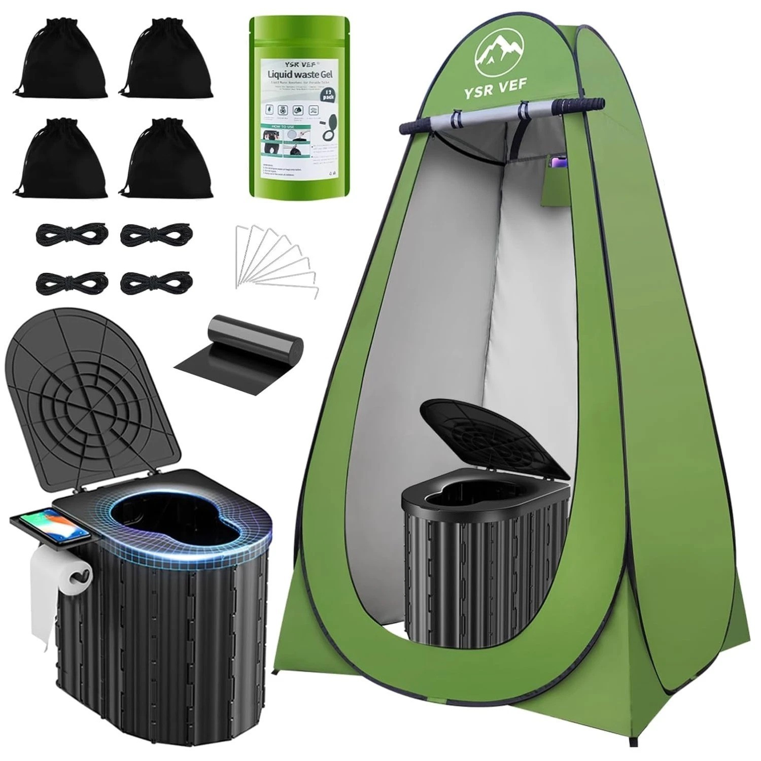Portable Camping Toilet with Privacy Tent