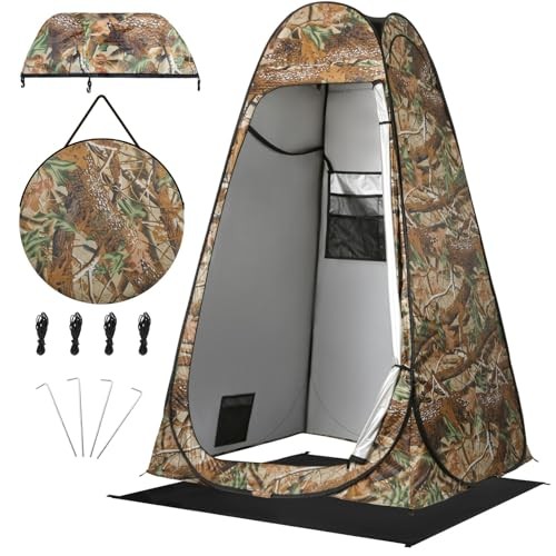 Pop Up Shower Tent, Outdoor Privacy Tent with Removable Bottom, Camouflage