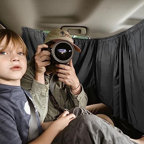 3PCS Car Privacy Curtains,Car Curtains 1 Rear Seat & 2 Side Black（4pcs）