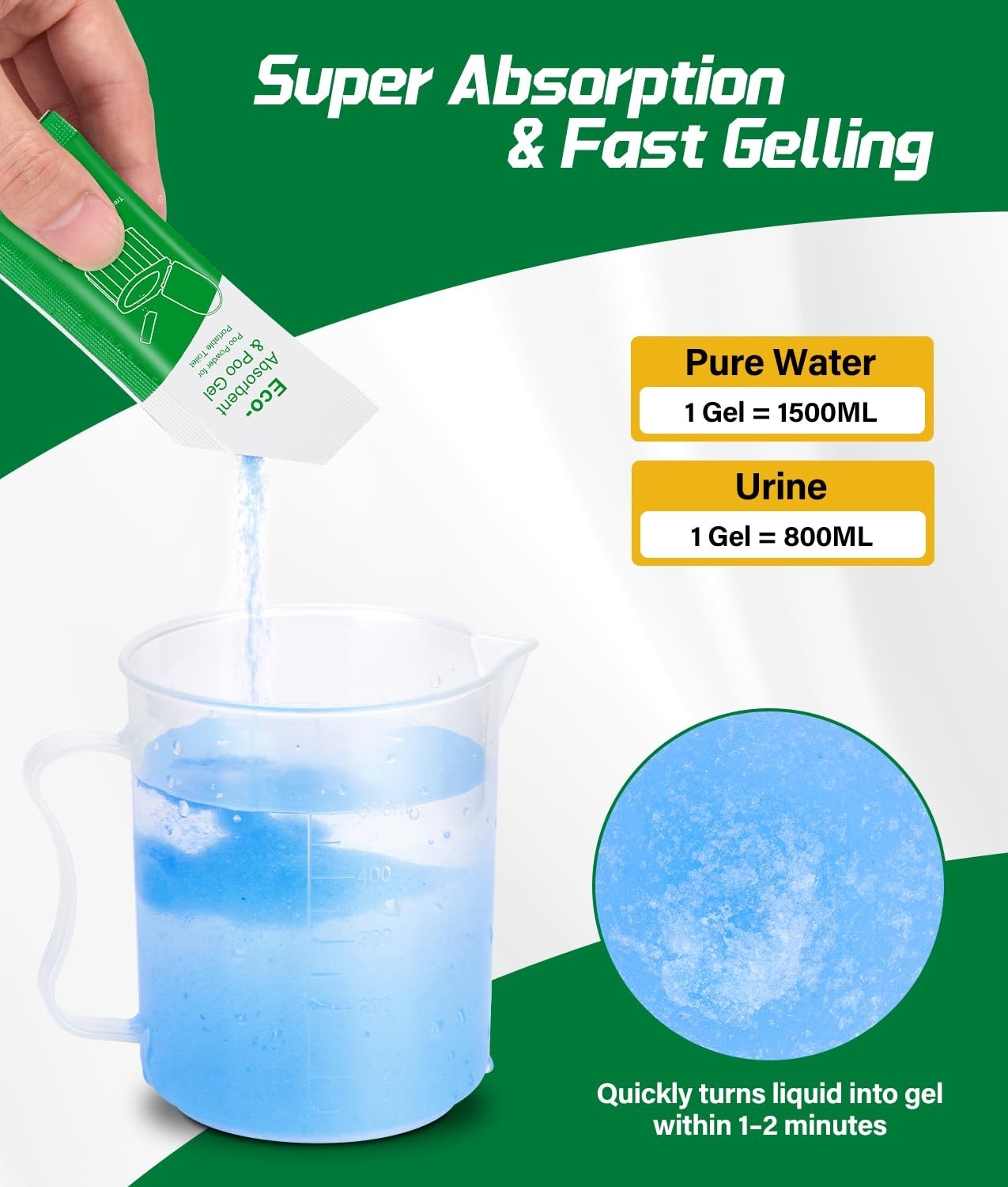 40 PACK 12 Gallon Camping Toilet Bag with Eco Super Absorbent Power