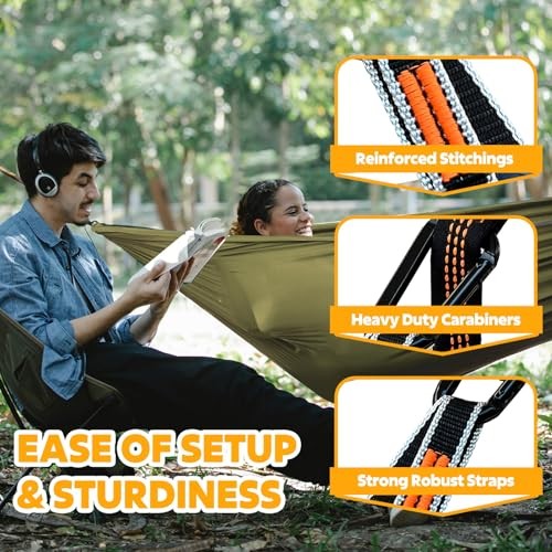 NATUREFUN Ultra-Light Travel Camping Hammock | 300kg Load 275x140cm Army-green