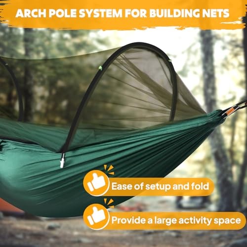 Ultra-Light Travel Camping Hammock Pop-up Net Hammock 660lbs Load Dark Green