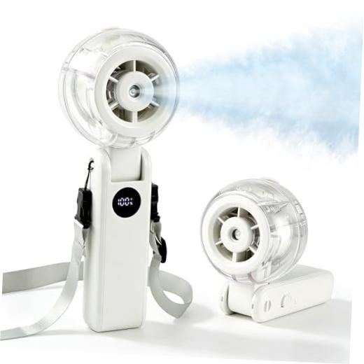 Personal Misting Fan, 1-100 Variable Speeds Portable Handheld Fan with White
