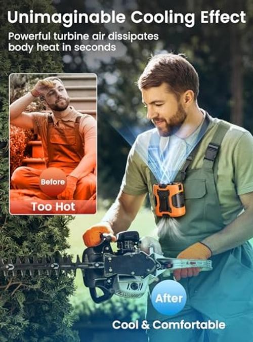 Waist Clip-on Shirt Fan, 100 Levels of Speeds, 24H Use Time | Cool Clip Orange
