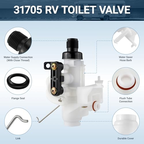 3705 3688 3687 3653 RV Toilet Water Valve Kit, Freeze-resistant & Leak 1