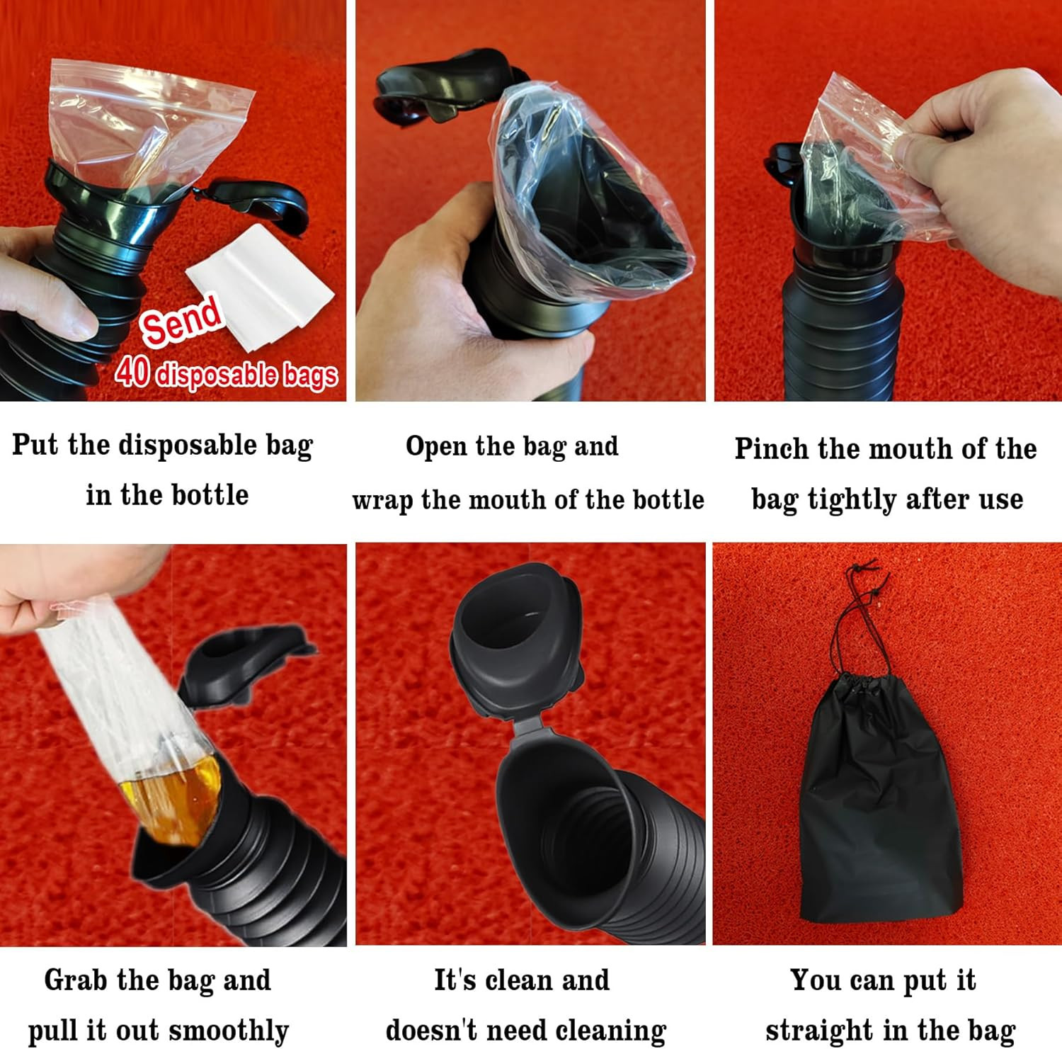 Portable Urinal for Men,Collapsible Pee Bottles for Men and Women,750 Ml,A Set o
