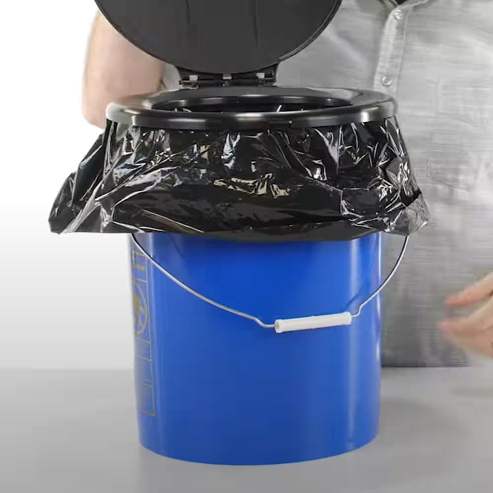 Leak Proof Double Lined Camping Toilet Waste Bags in Black (10-Pack)