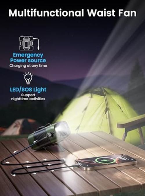 Waist Clip-on Fan, 100 Levels of Speeds, 24H Use Time | Cool Clip Fan Green