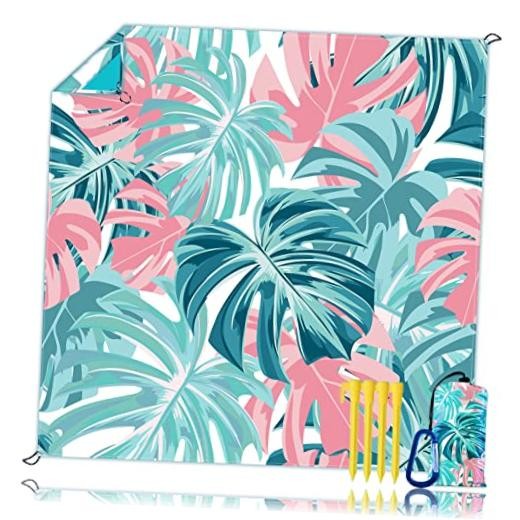 Beach Blanket, Waterproof Sandproof Beach Mat Oversized 79 X 83 79″ X 83″ Blue