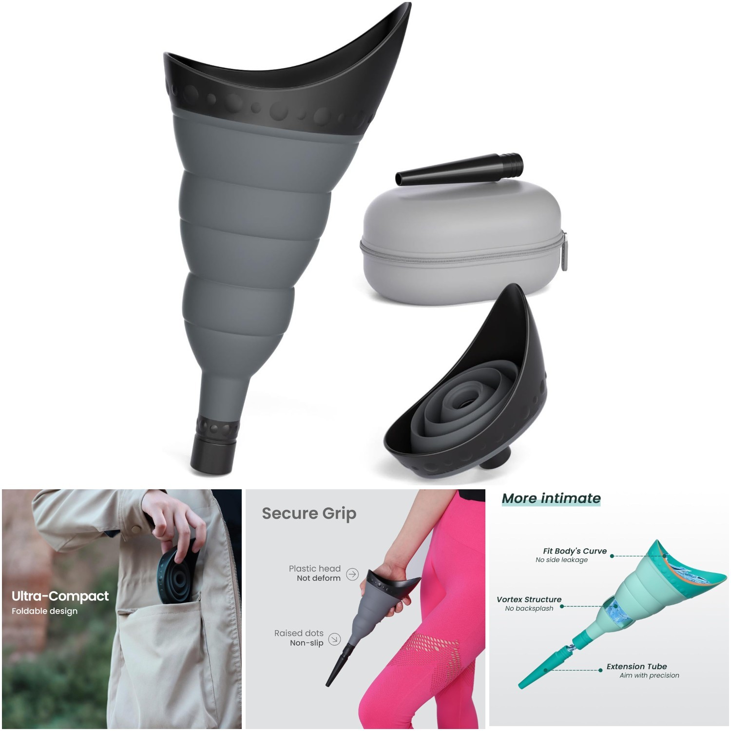 Portable Female Urinal Funnel Travel Pee Cup Stand to Pee Tube Case