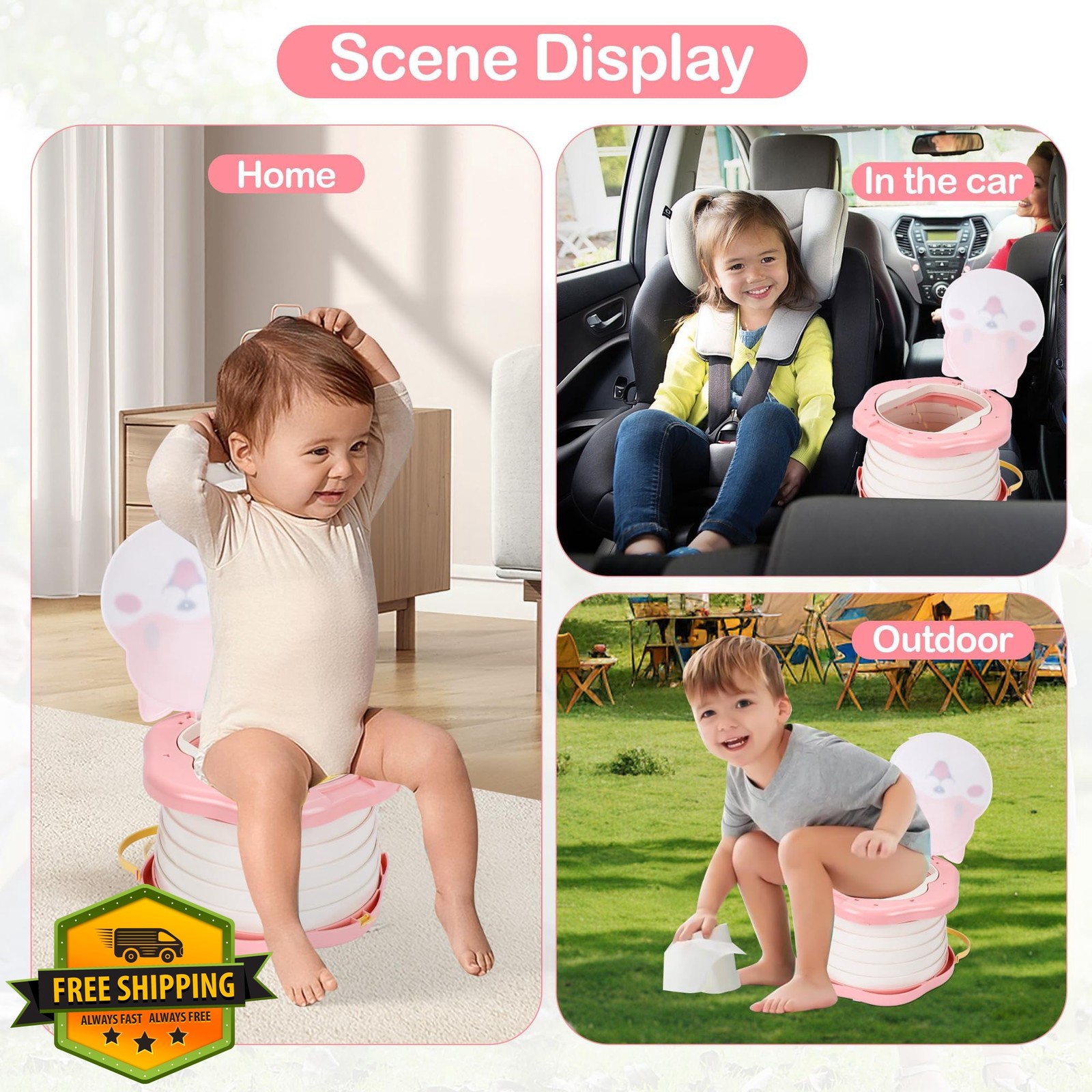 SunnySmile Portable Potty Light Pink 45 Bags