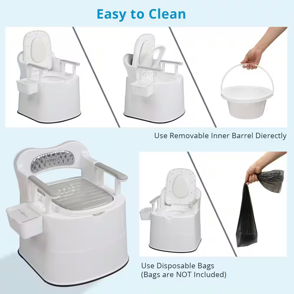 Large Portable Toilet, Commode with 5 Gallon Bucket Inner, Lightweight Camping R