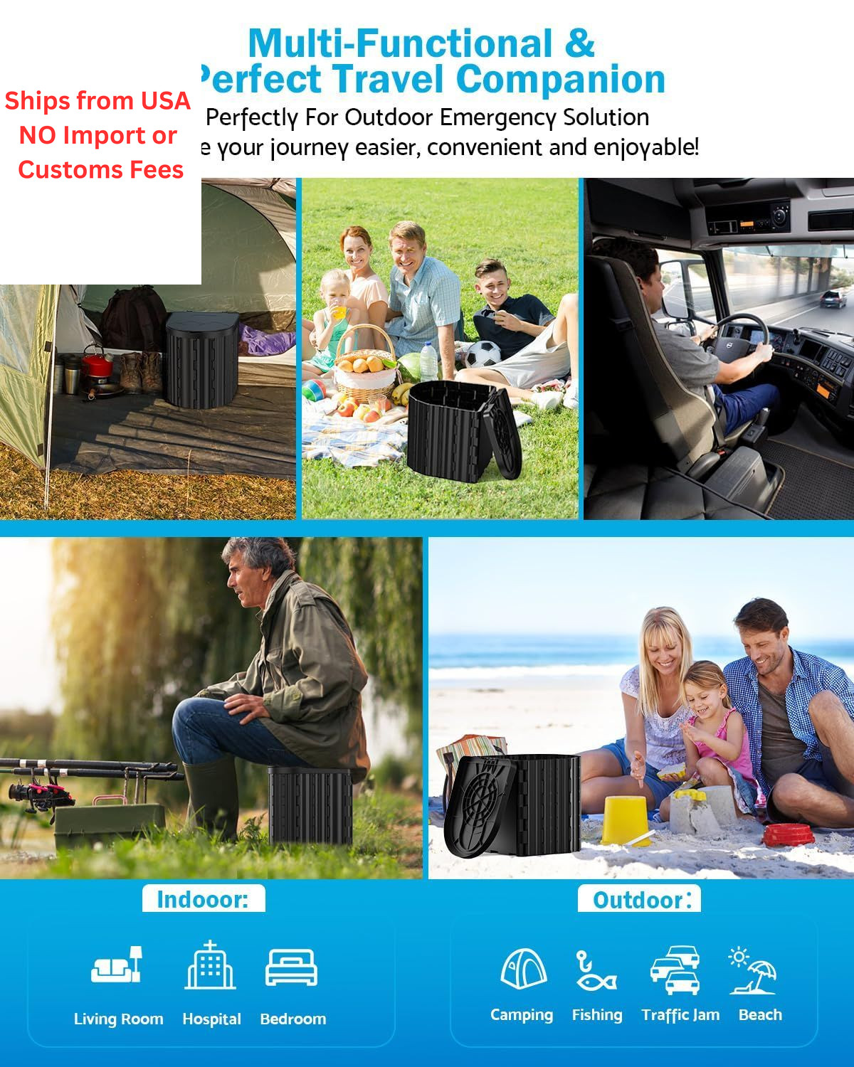 Portable Toilet, Upgraded 15” ‎11.5 x 7.68 x 3.27 inches, 12-inch, 450 Lbs