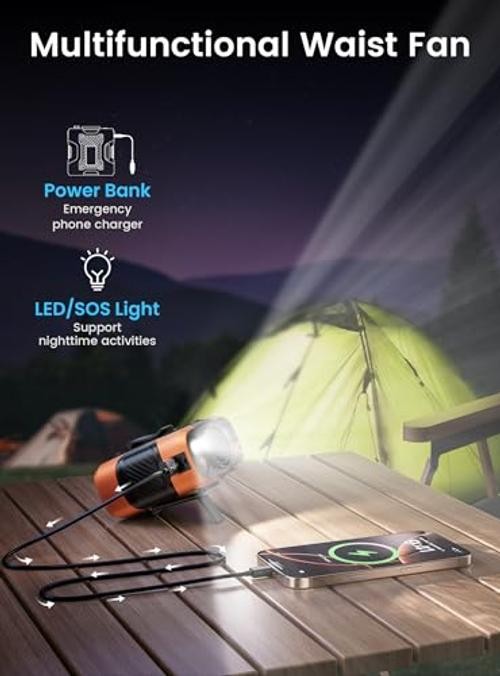 Waist Clip-on Shirt Fan, 100 Levels of Speeds, 24H Use Time | Cool Clip Orange
