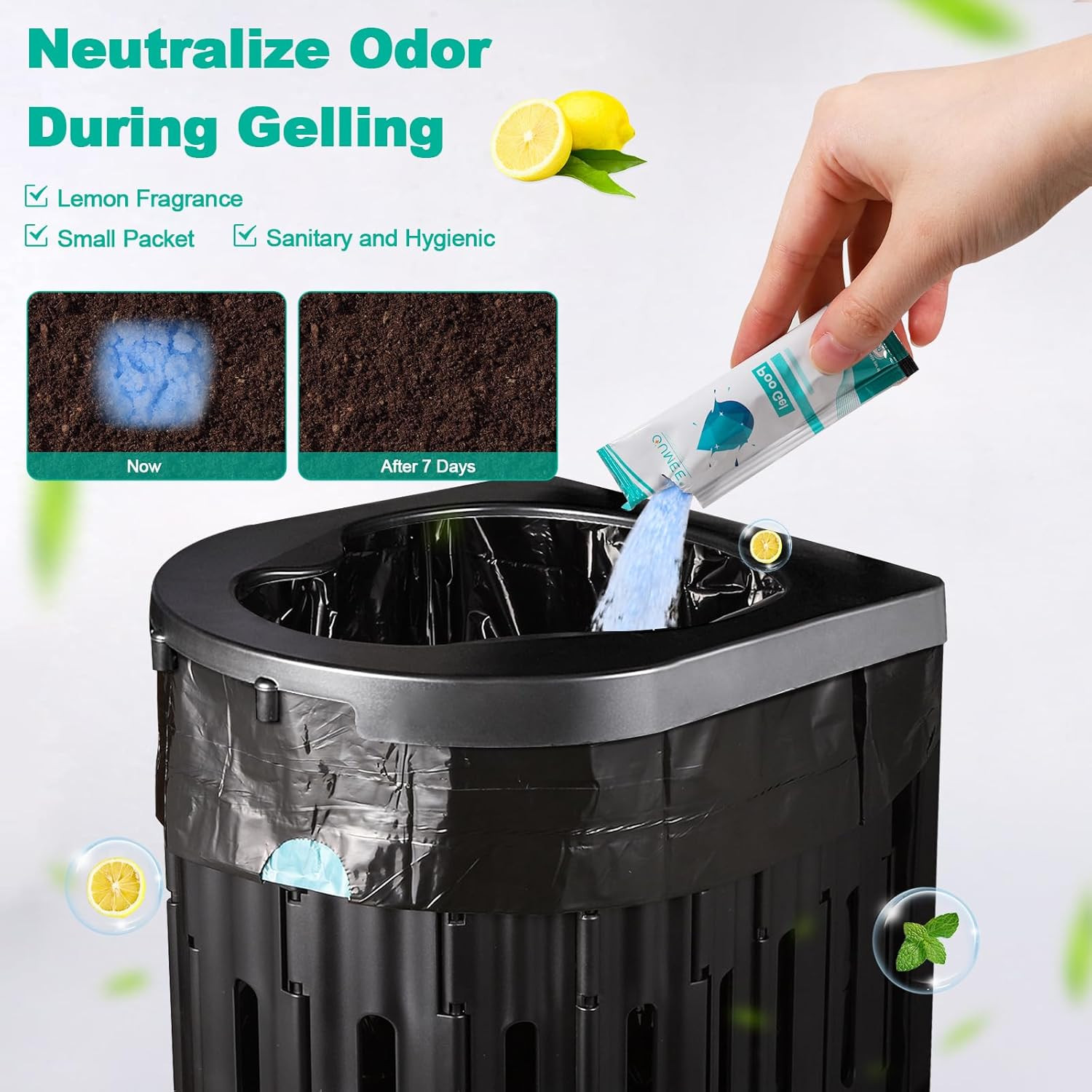 Portable Toilet Bags with Poo Gel Set, 8 Gallon Camping Toilet Bags with Absorbe