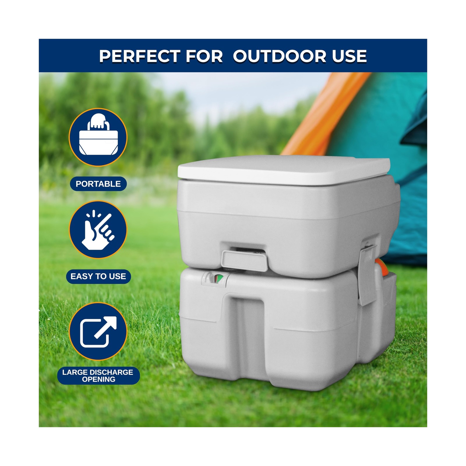 SereneLife 5.2 Gal Portable Camping Toilet For Adults, 100+ Flushes, Porta Po…