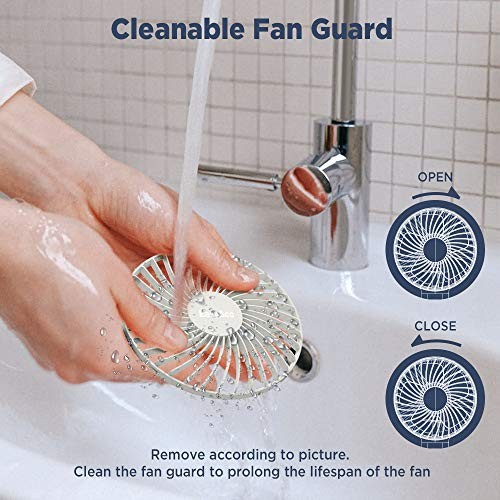 Personal Fans Portable Rechargeable, Washable Guard + Powerful + White ODM