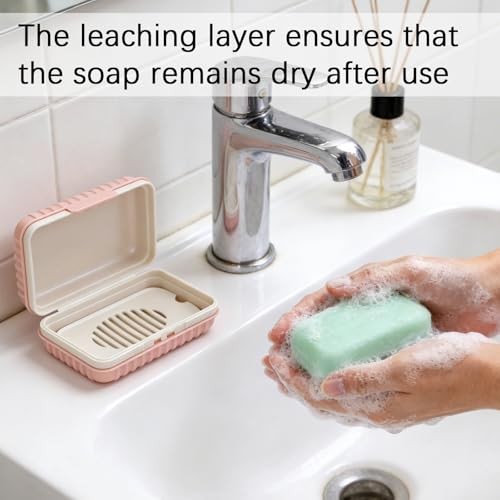 3Pcs Travel Bar Soap Holder, Portable Leakproof Soap Dish Container with Lid