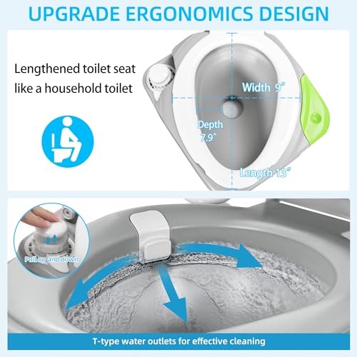 Portable Toilet Camping Porta 5.8 Gal Extended Diagonal Seat+Bag+Sprayer