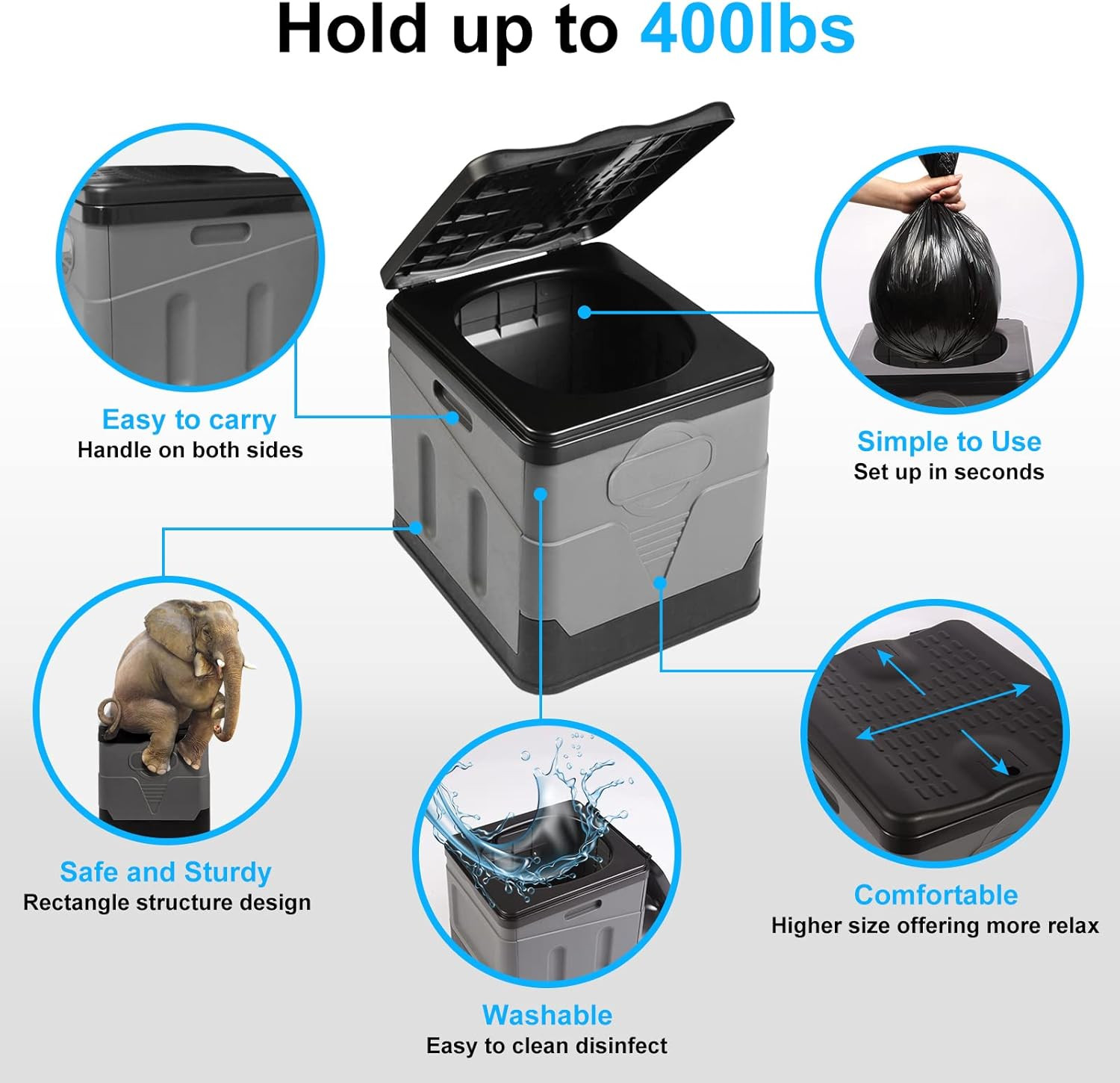 Portable Toilet Camping Toilet Foldable Toilet for Car Indoor Outdoor Commode