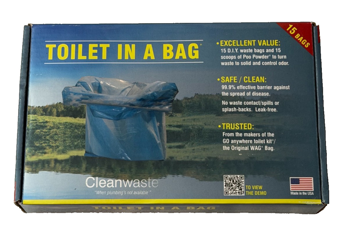Cleanwaste Toilet in a Bag 15 Pack Portable Camping Emergency Waste Bags New Box