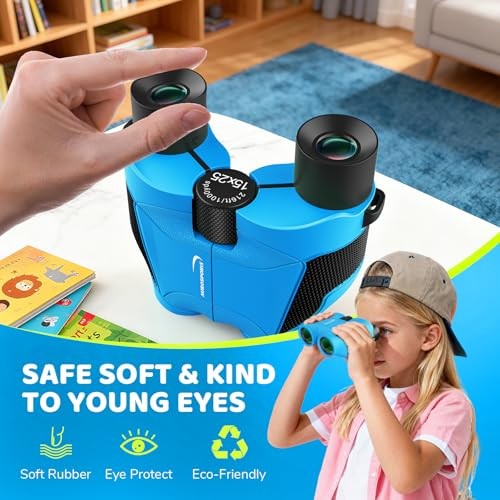 15×25 Compact Binoculars for Kids – Small Binoculars Lightweight with Blue