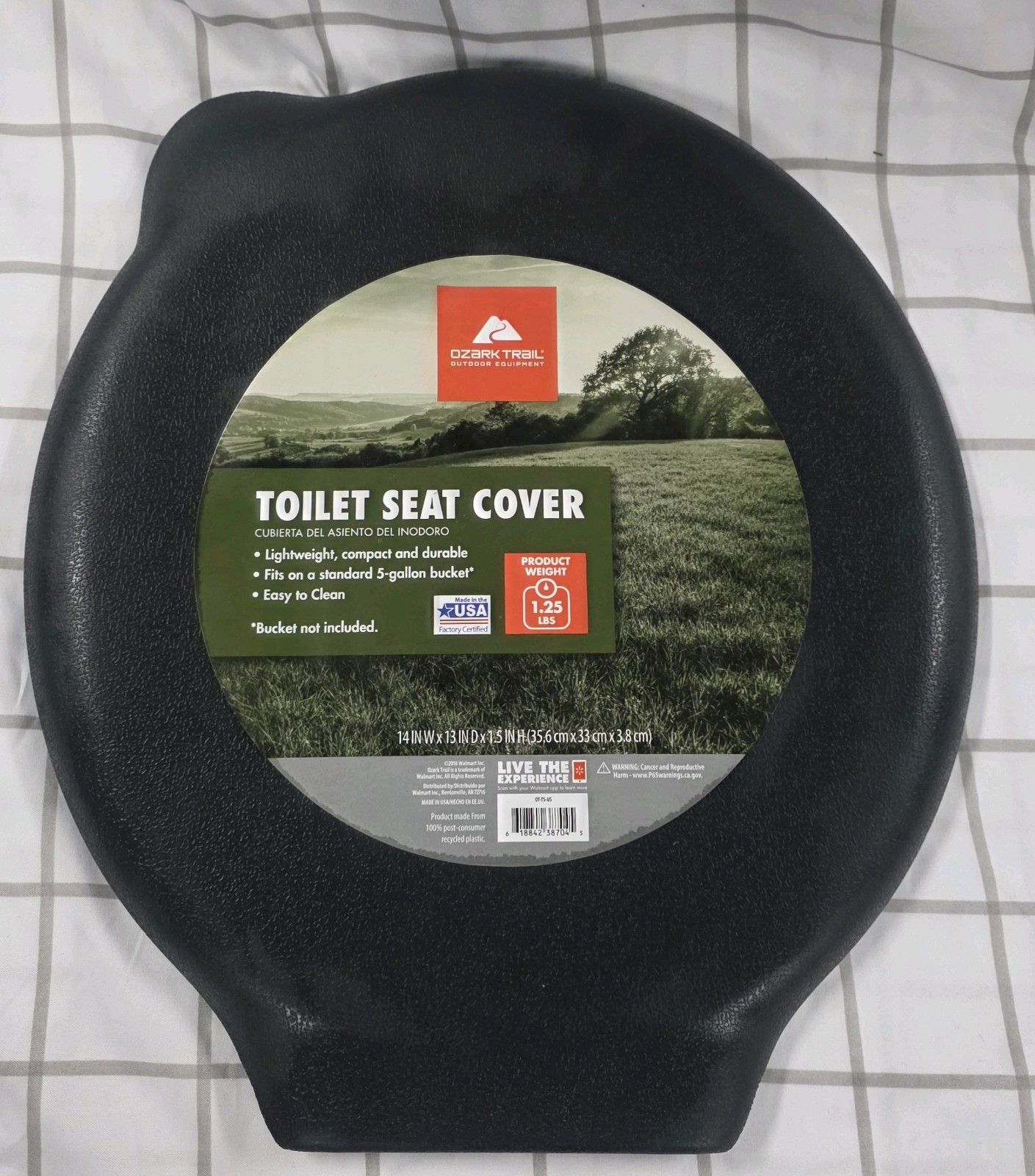 Ozark Trail Portable Outdoor Snap on Toilet Seat Cover with Folding Lid, Black