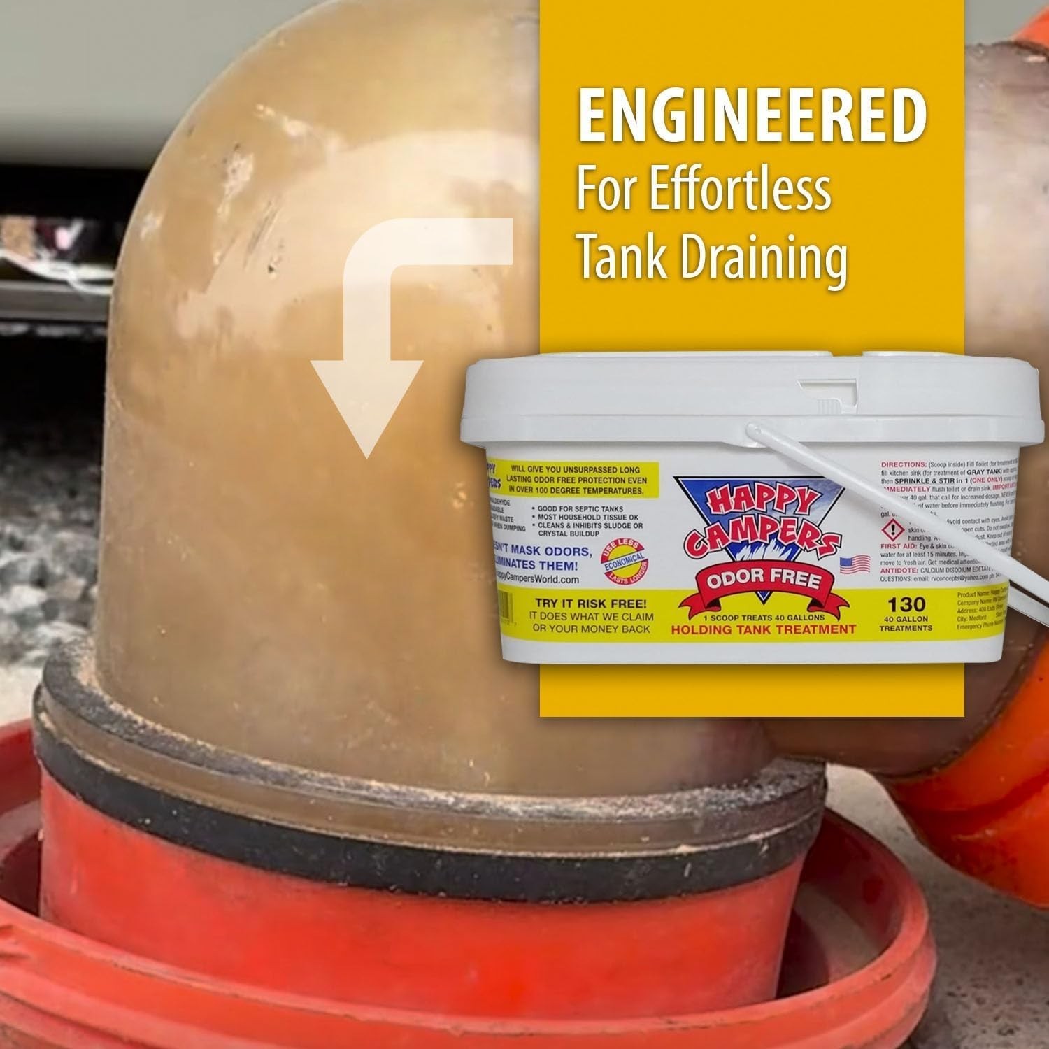 RV Toilet Treatment & Holding Tank Odor Control – Prevent Clogs & Buildup (130 T