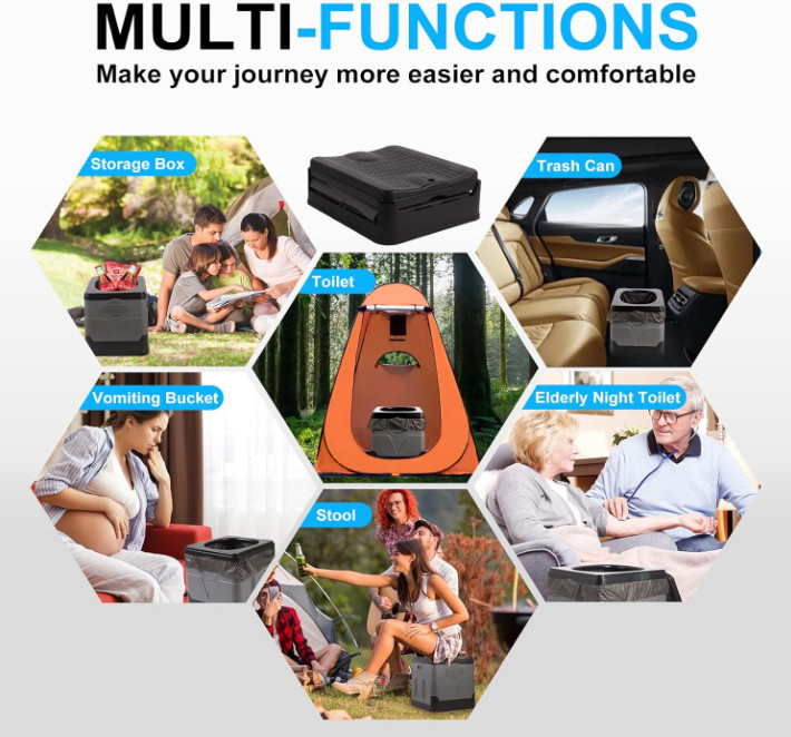 Portable Toilet Camping Toilets for Car Indoor Outdoor Commode Foldable Travel P