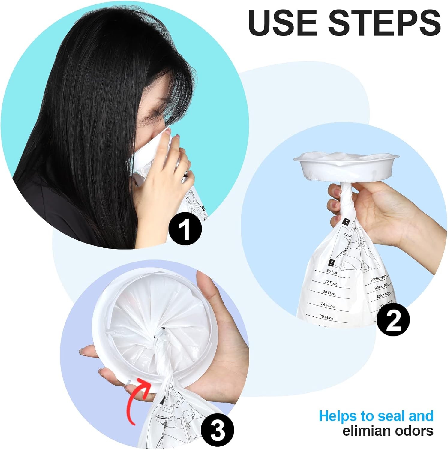 YGDZ Vomit Bags, 15 Pack Vomit Bags Disposable, 1000ml Barf Bags, Leak Resistant
