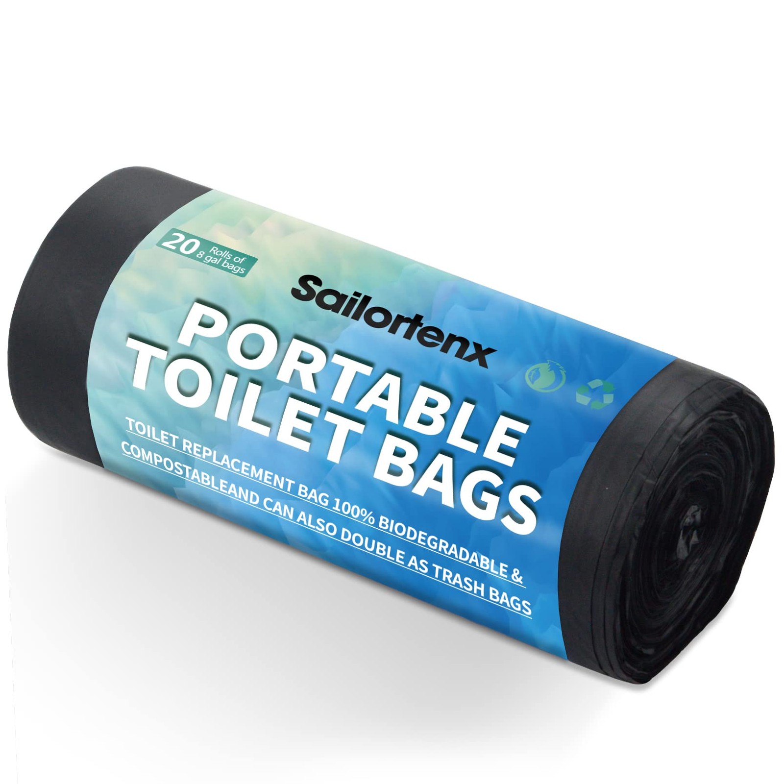 80/60/20 Portable Camping Toilet Bags 100% Compostable 8 Gallon Use with 5 Ga…