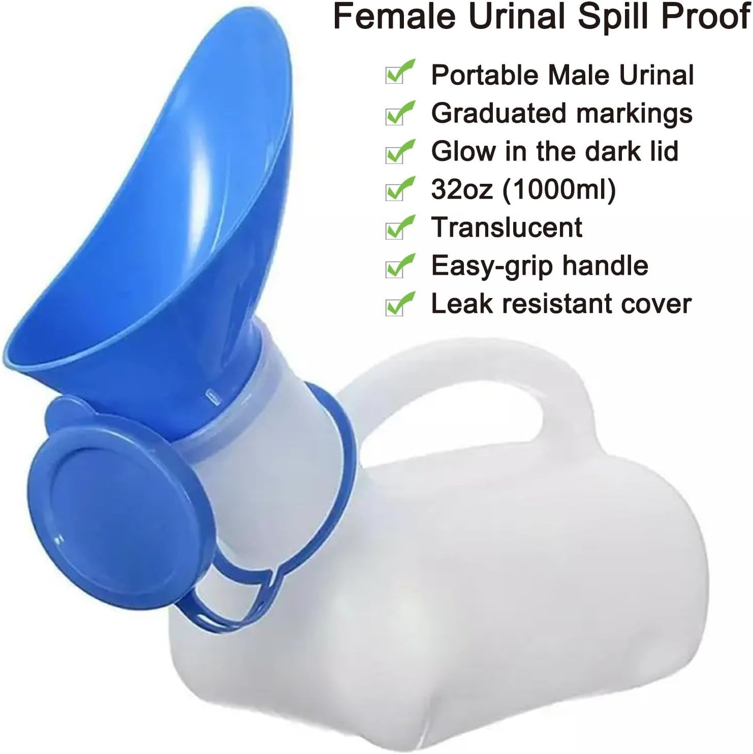 2 Pack Female Urinal Spill Proof – Portable Pee Funnel for Women 32 Oz | Stur…