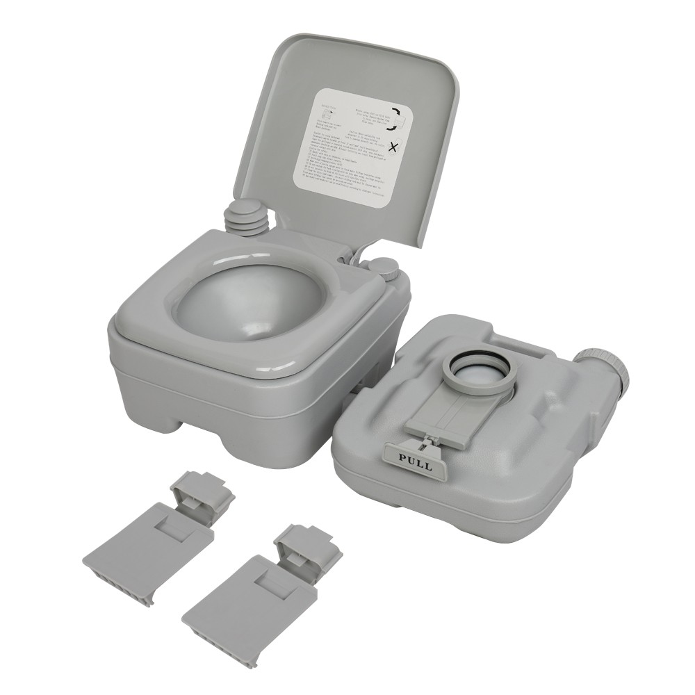 10L Portable Toilet Flush Travel Hiking Potty Camping Equipment Gray