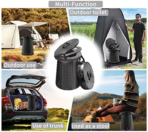 XXL Portable Toilet for Camping,19.7″ H Adjustable Folding Toilet with Black