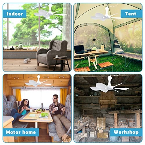 USB Powered Small Ceiling Fan 6 Blades Quiet DC 5V USB Hanging Remote Control