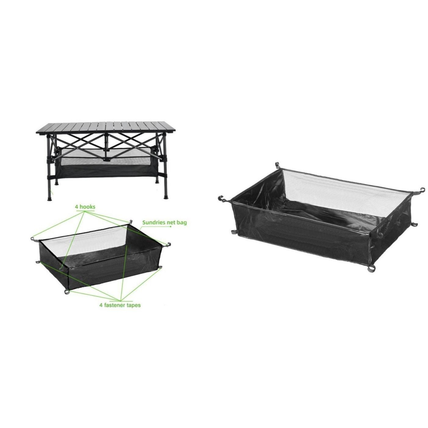 Mesh Bag Basket Organizer Polyester Under-table Storage Bag Barbecues Camping