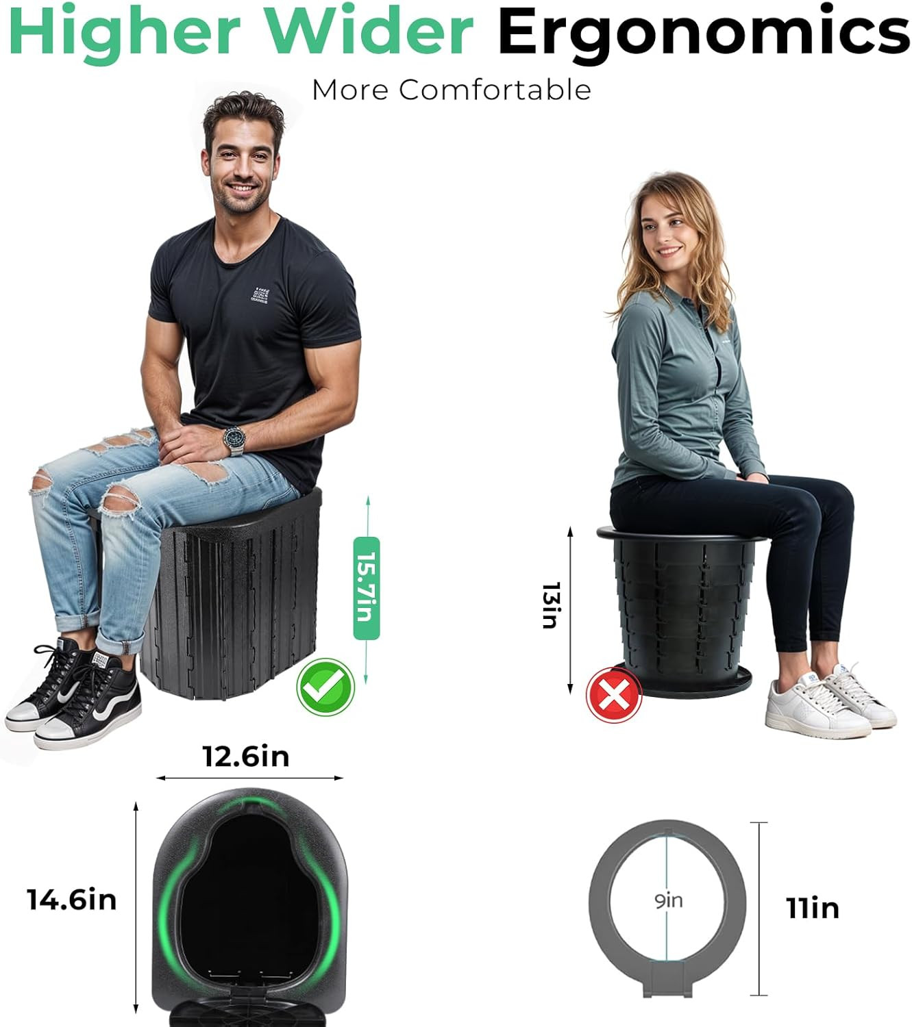 Camping Toilet, Portable Toilet for Adults, Camp Toilet with Handbag, Travel Pot
