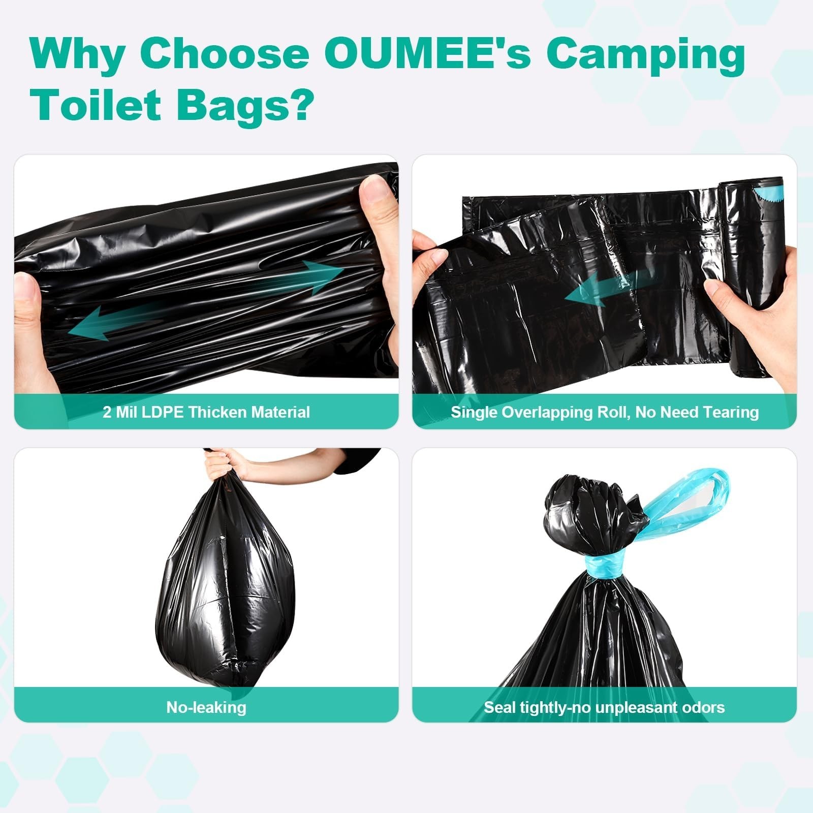 30 Portable Toilet Bags & Poo Gel Set – 8 Gallon Camping Waste Bags for RVs & Tr