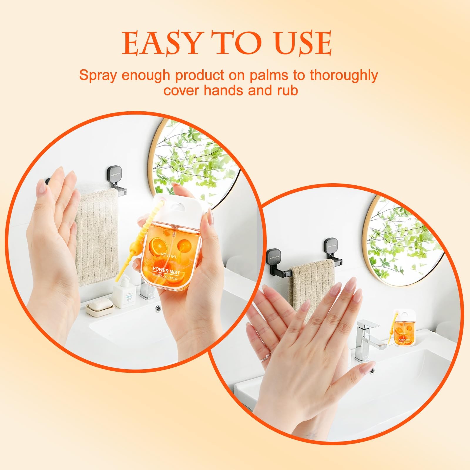 RTTHEL 2Pack Hand Sanitizer Spray Keychain, Mini Travel-Size Portable Power M…