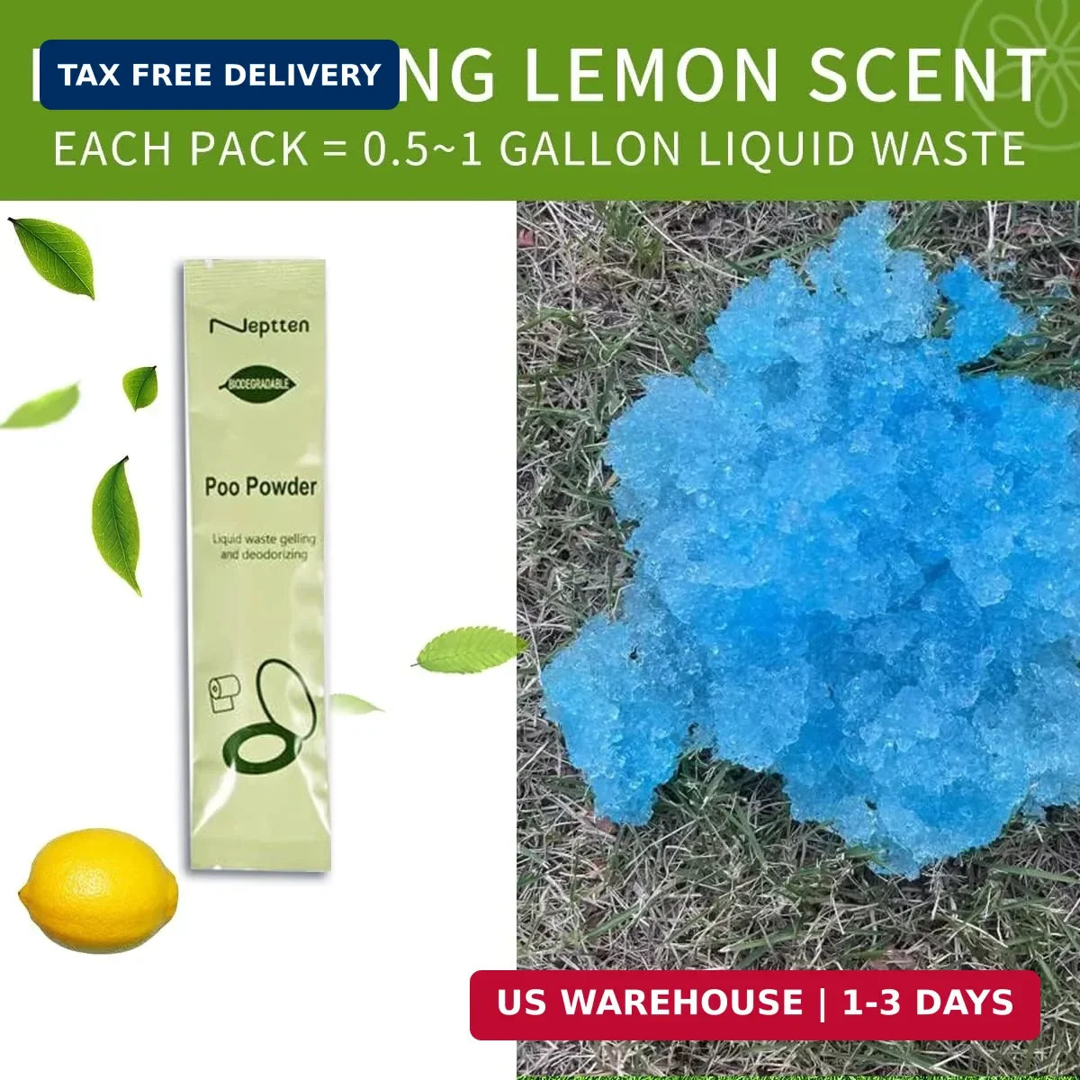 Portable Toilet Powder. Outdoor Toilet. Neutralize Odor/Fast-Acting Gel. Safe &