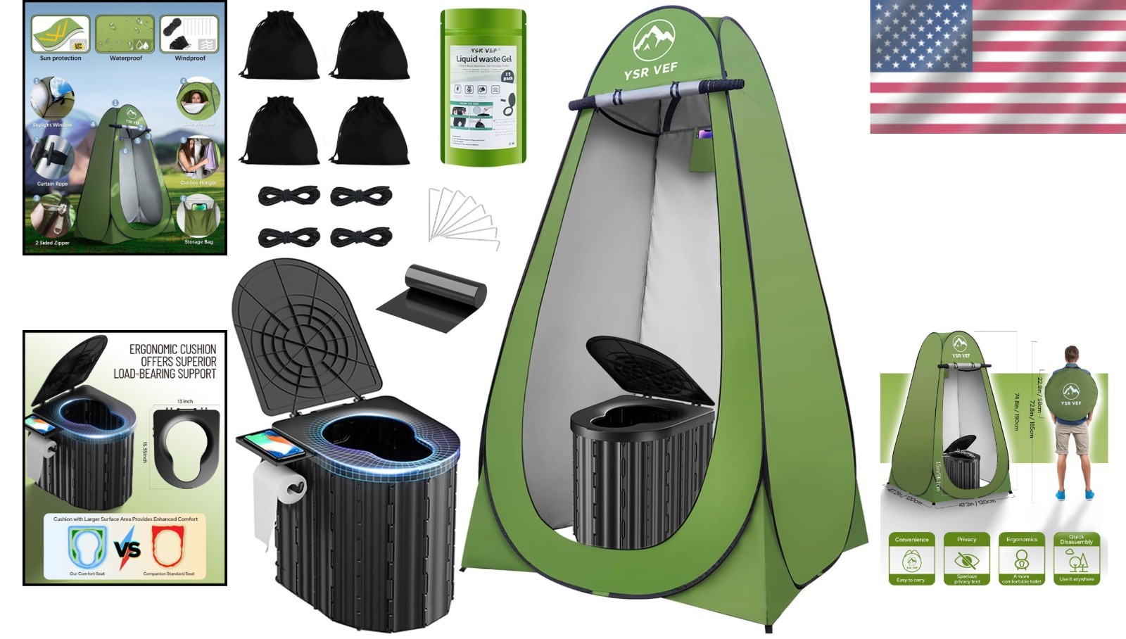 Portable Camping Toilet & Pop-Up Privacy Tent Set – Ultimate Outdoor Comfort