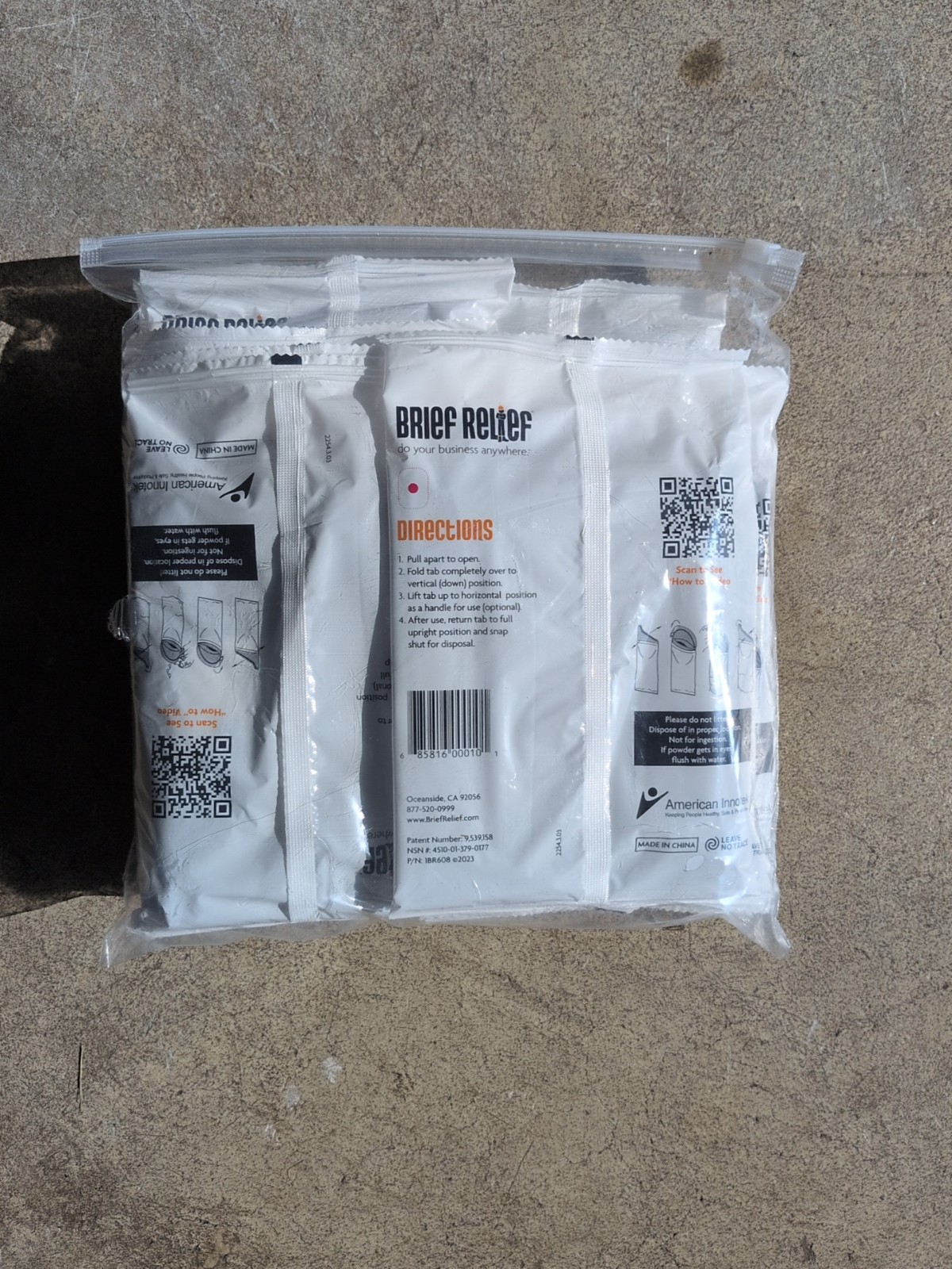 LOT OF 10 Brief Relief Disposable Urinal Bag