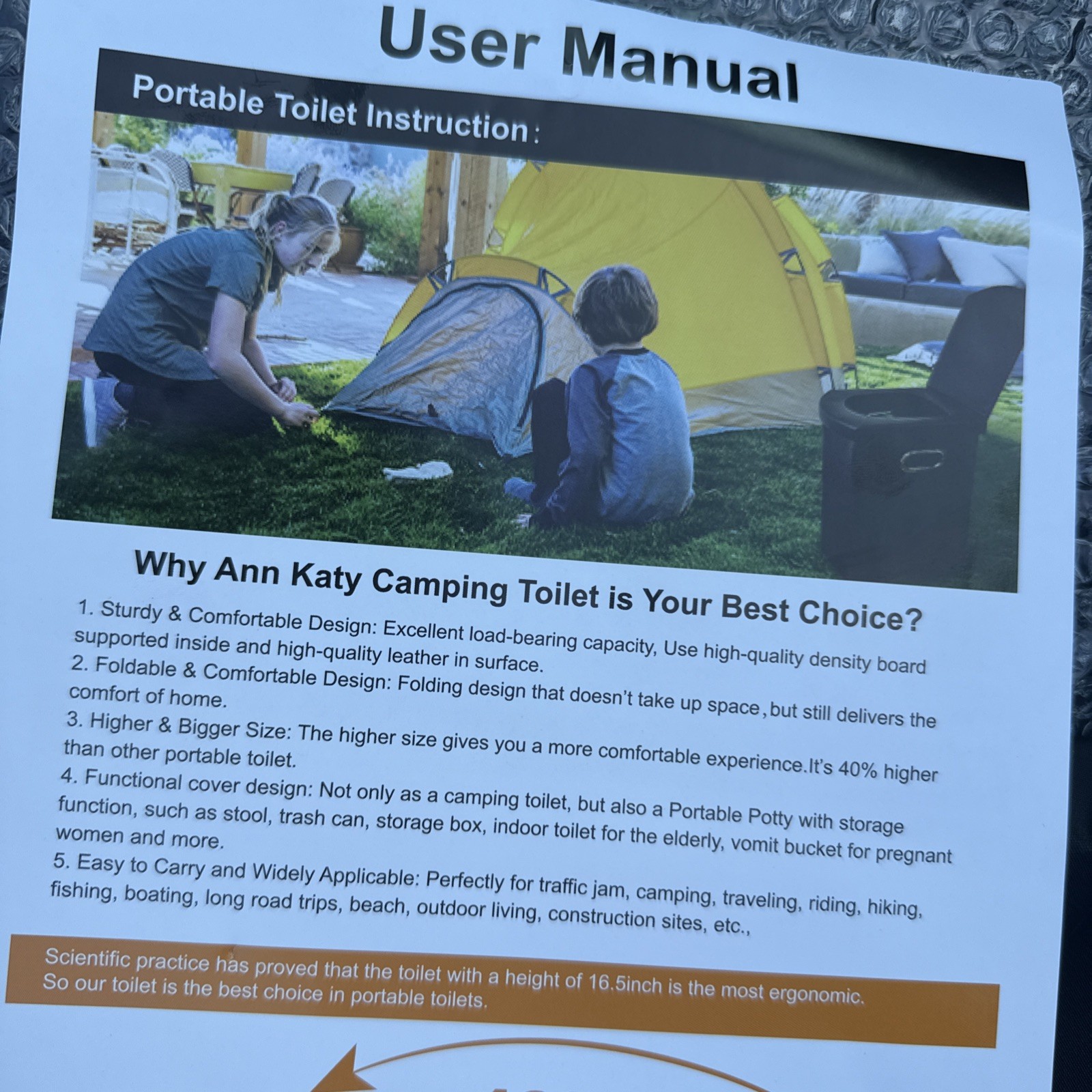 Ann Katy Upgrade XL Portable Toilet for Adults, Extra Large Portable Travel F…