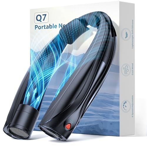 Portable Neck Fan, 6000mAh Personal Fan, 360° Cooling Rechargeable Black
