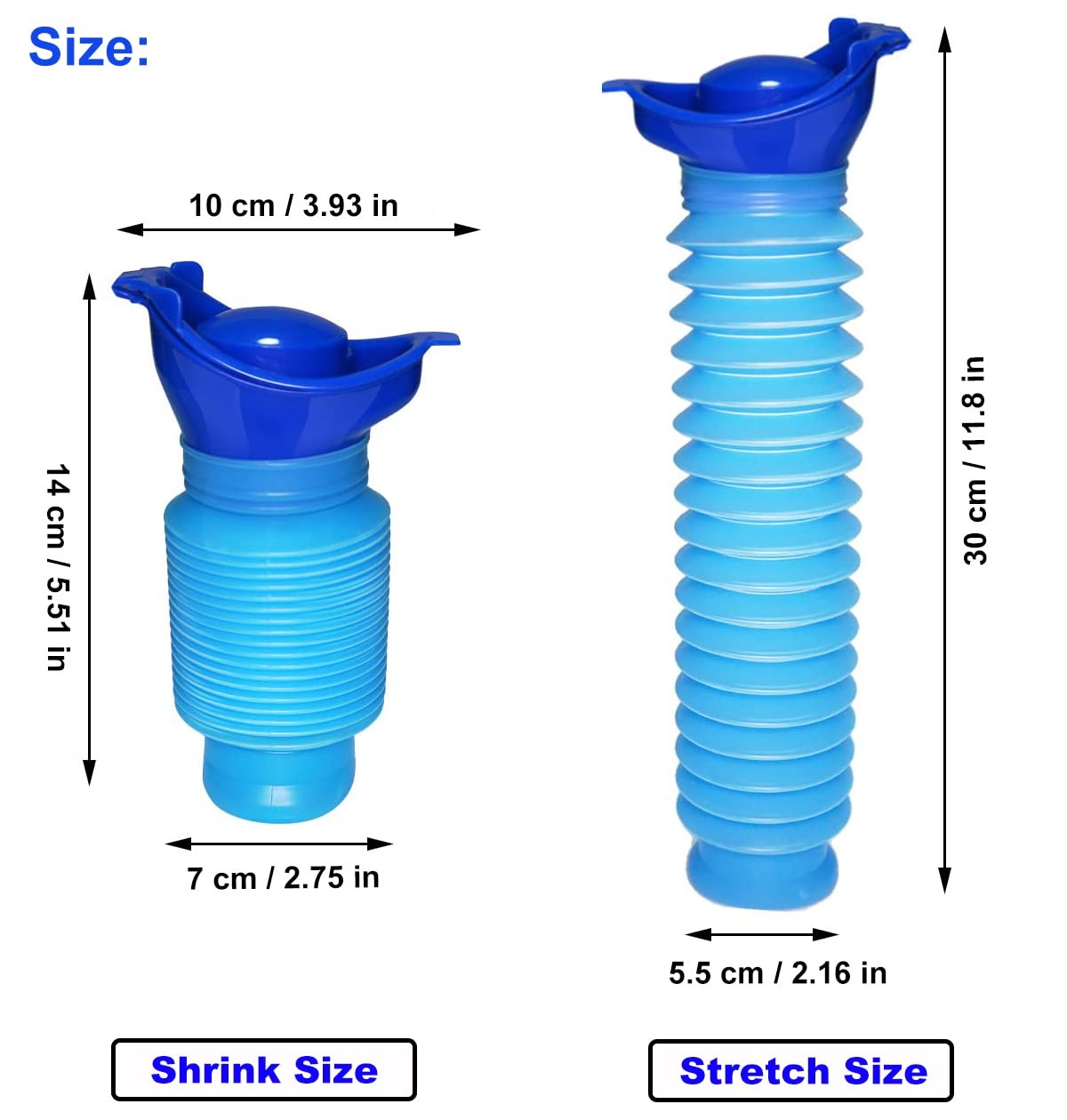 Shrinkable Urinal 2 Pack 750ml Male Female Portable Mobile Toilet T…