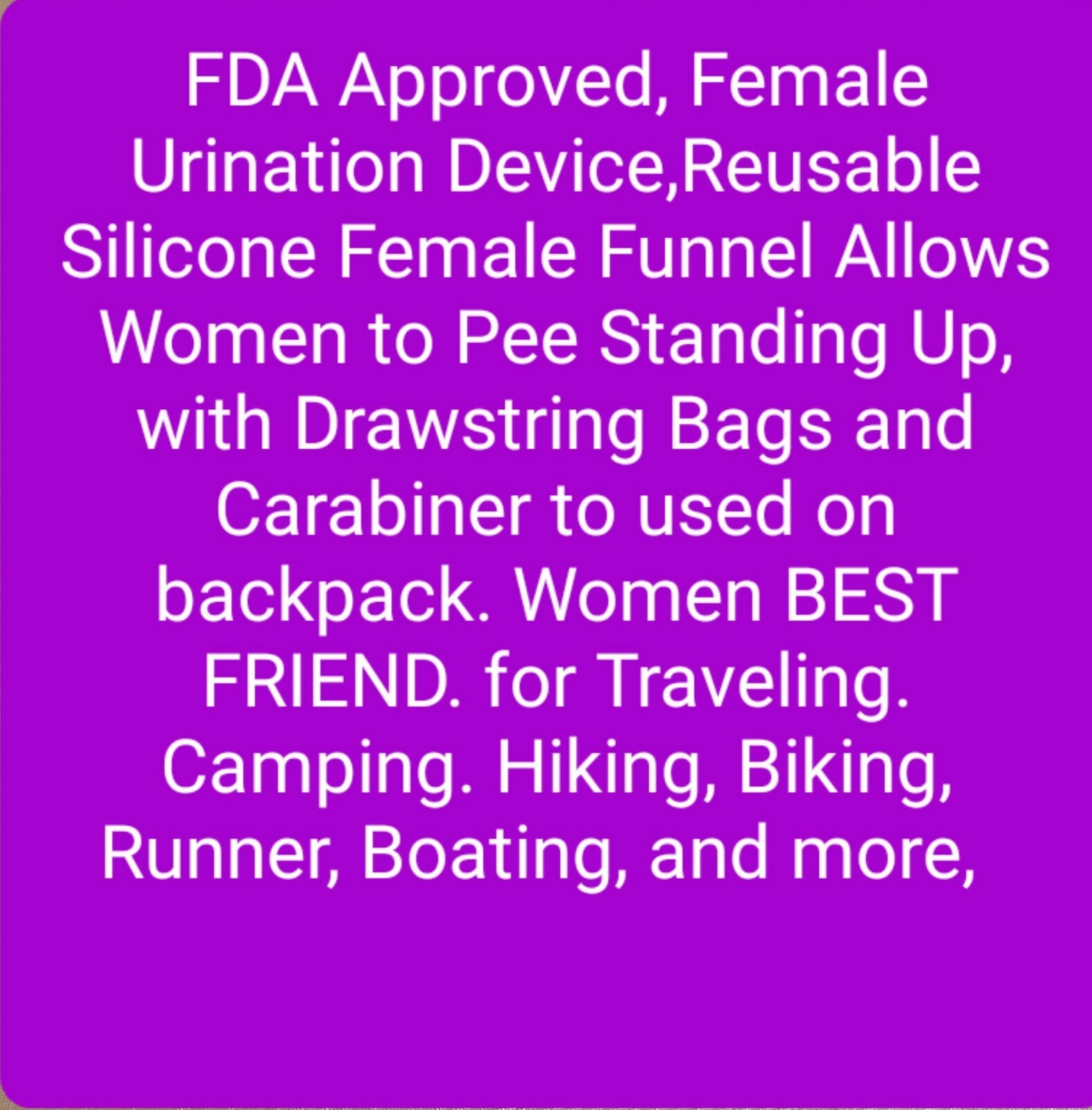 Female Urination Device Women Able to Pee Standing Up Use as Funnel for Camp hik