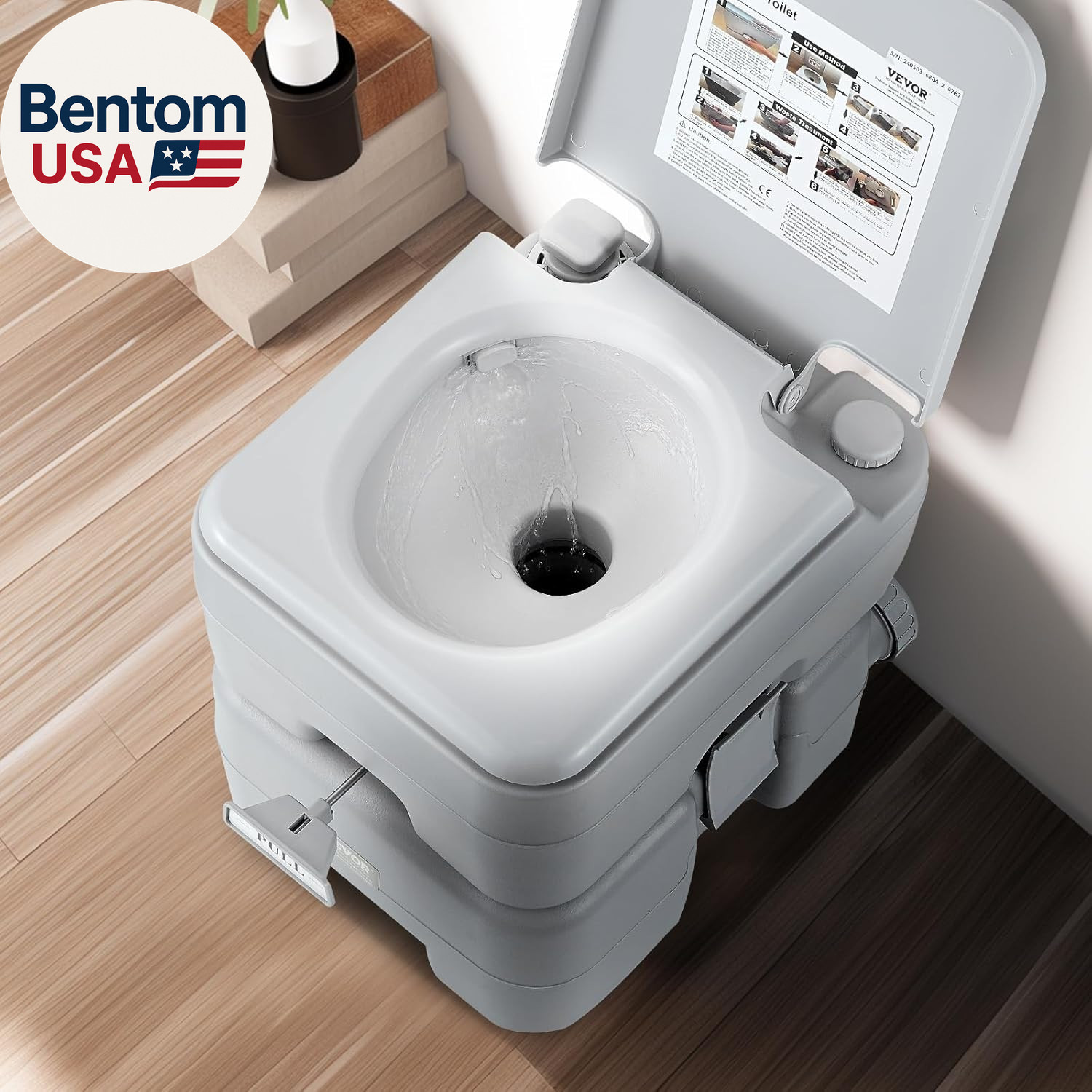 Portable Toilet for Camping, RV Toilet with Carry Bag, 5.3 Gal Waste Tank & 3.2