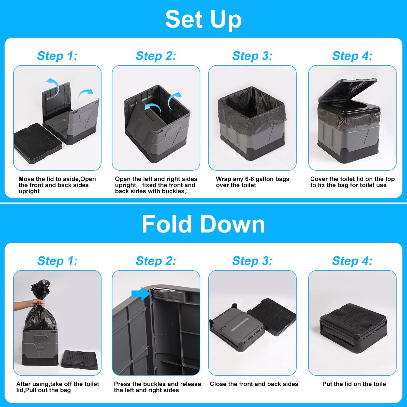 Large Portable Toilet Camping Toilets for Car Indoor Outdoor Commode Foldable…